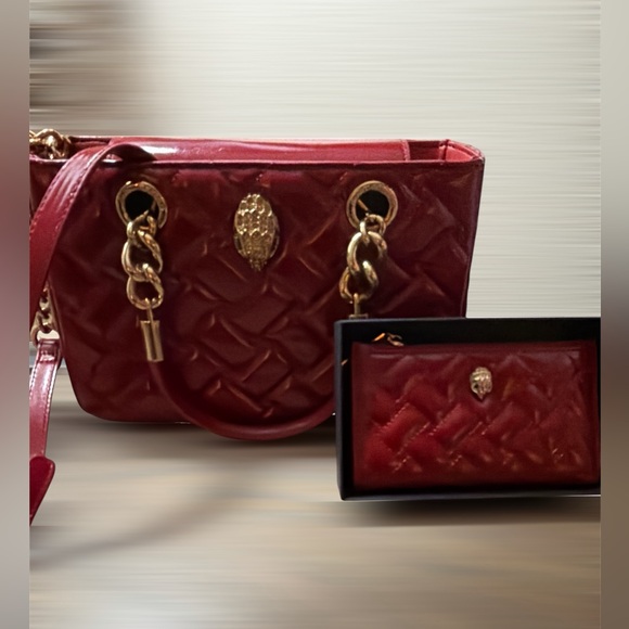 Kurt Geiger Handbags - Kurt Geiger Red Quilted Shoulder Bag with Gold Accents